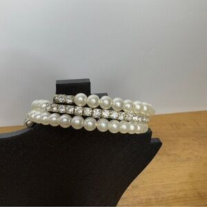 Elegant Pearl and Crystal Wrap Bracelet - Stretch Fit Bridal and Formal Jewelry